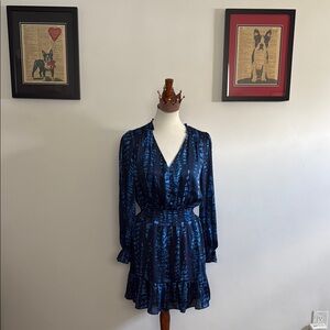 Aqua Navy Long Sleeve Dress